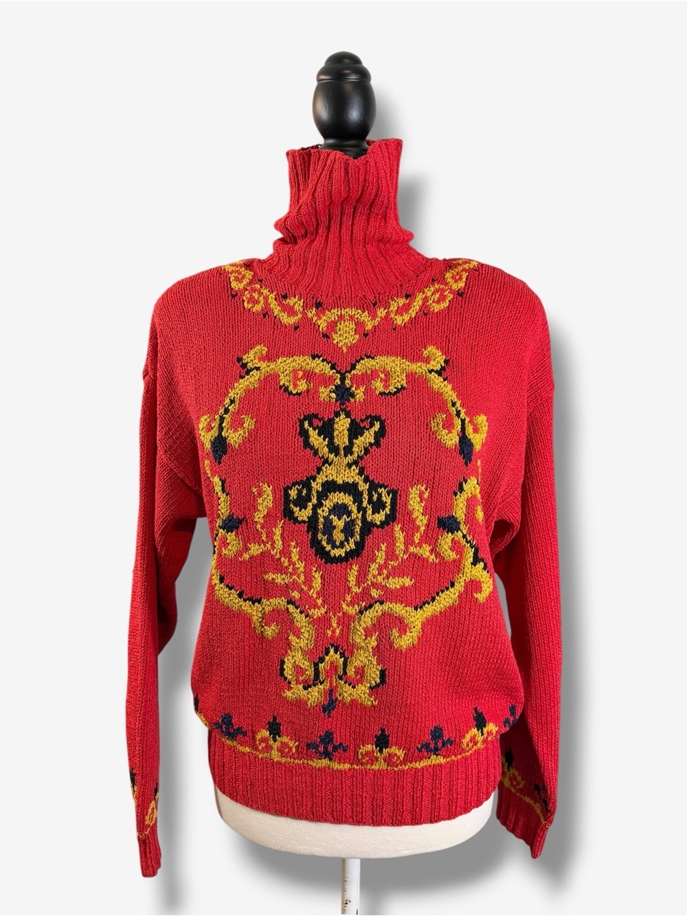 Vintage Liz Claiborne Collection Silk Cotton Hand Knit Turtleneck Sweater Small